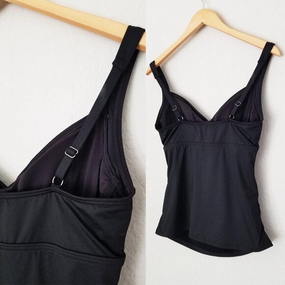 Lands' End  Chlorine Resistant Tummy Control Wrap Underwire Tankini Swimsuit Top - Picture 11 of 16